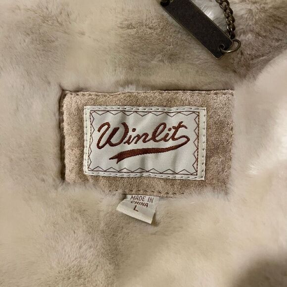 Winlit Genuine Leather Suede Tan Jacket Fur Lining Women’s Large - Picture 3 of 5